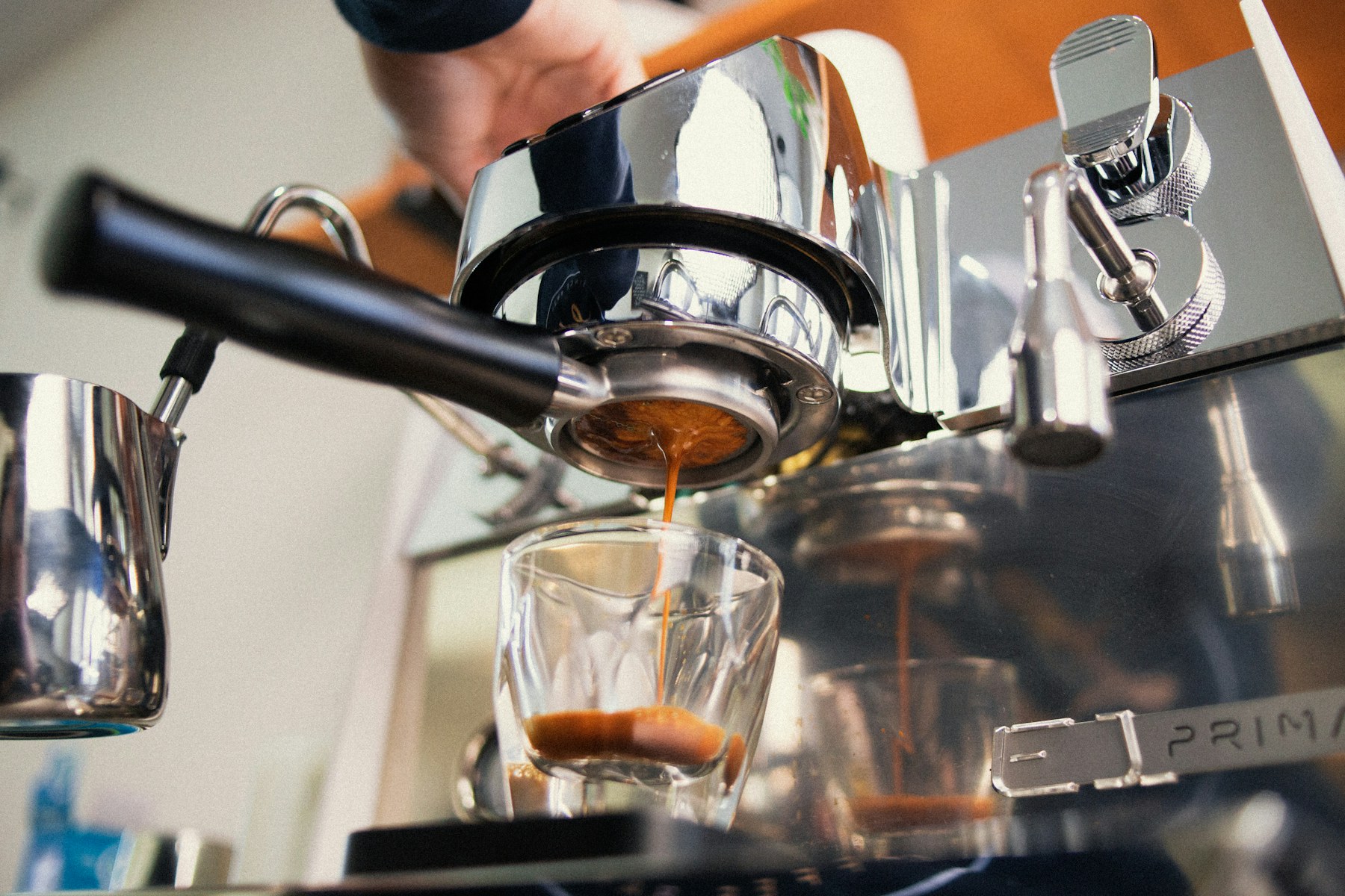An espresso being prepared