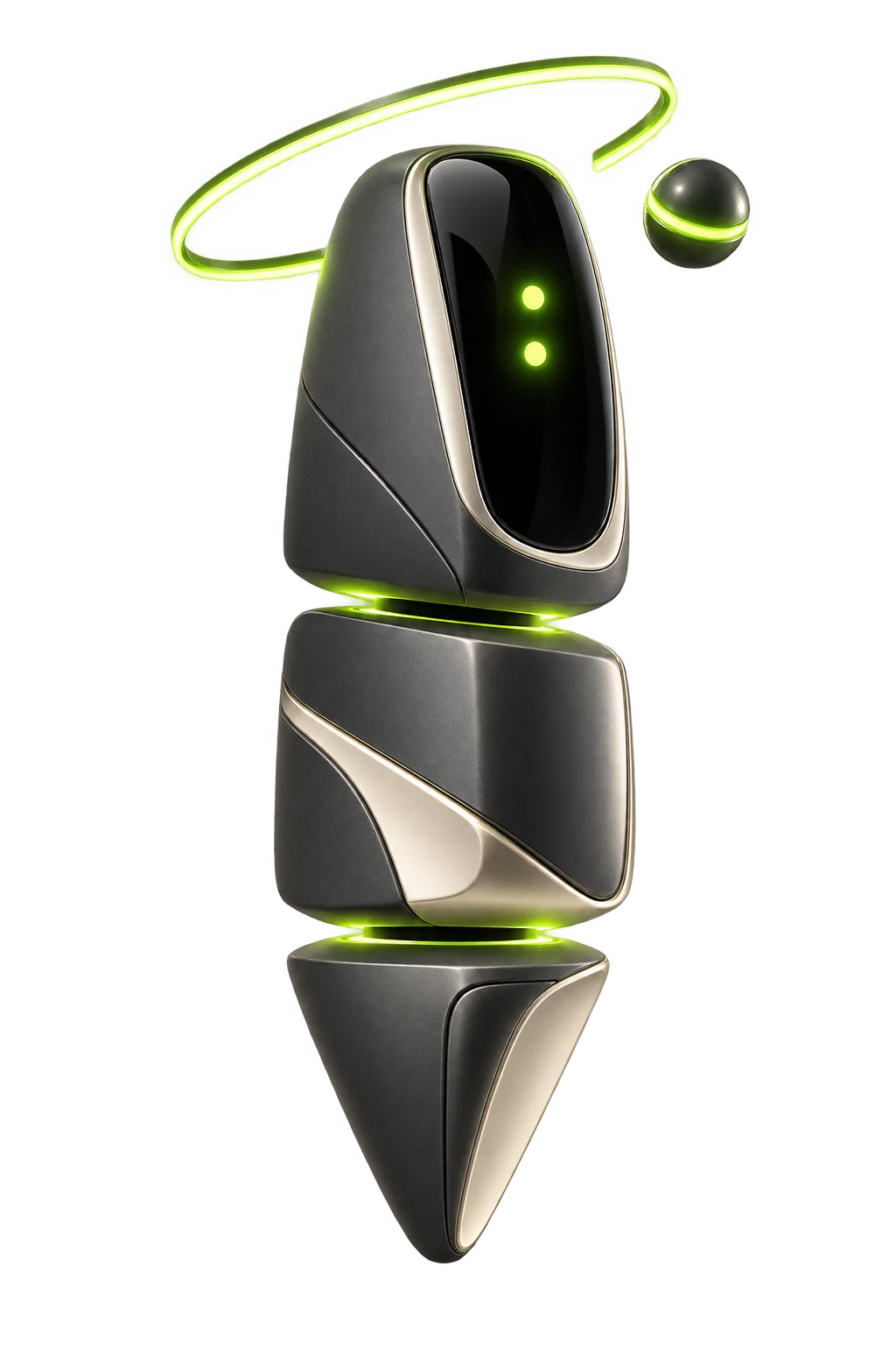 Original ARXI concept: graphite totem with lime details and floating modules